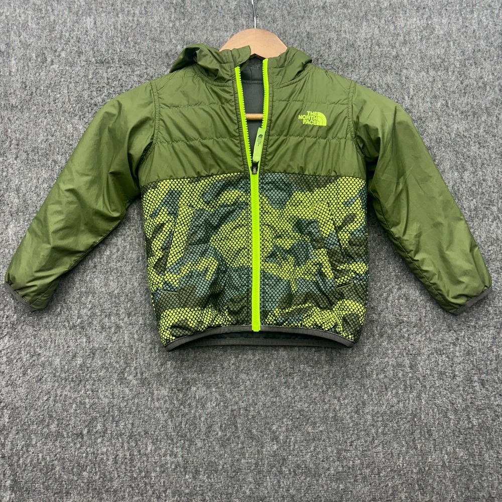 The North Face Jacket Toddler 4T Green Camo Reversible Hooded Puffer Coat